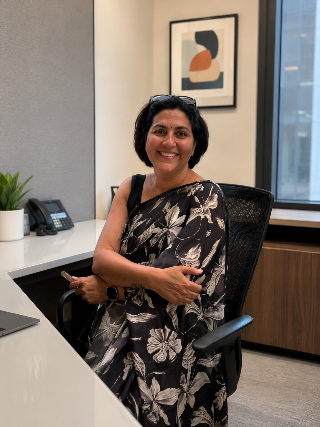 Kshama Dhir, founder of Vidyaara, in a quiet advisory setting